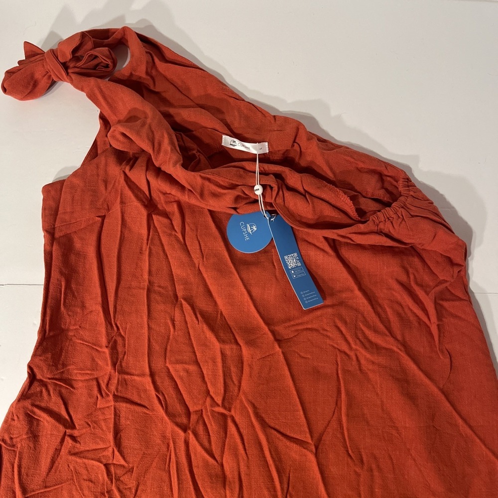 NWT Cupshe Women's One Shoulder Orange Dress Beach Cover Dress Women's Large
